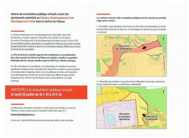 Changements proposés au Schéma d’aménagement et de développement révisé (2015) pour le Plateau : consultation du 26 juillet 2021